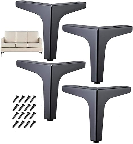4 StückMöbelfüße,Metallmöbelfüße，4 Zoll/10cm schwarz Möbelfüße，Schwarze