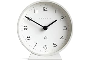 NEWGATE® M Mantel Echo Desk Clock | Modern Round Design | White | Easy to Read Numbers | Contemporary Style for Desk, Table, Shelf or Bedside