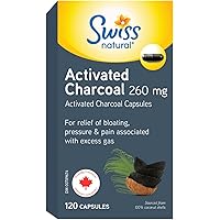 Swiss Natural® Activated Charcoal, 260mg | Relief for Bloating, Gas & Digestive Discomfort | 100% Coconut Shell Sourced | No 
