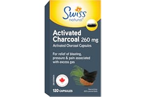 Swiss Natural® Activated Charcoal, 260mg | Relief for Bloating, Gas & Digestive Discomfort | 100% Coconut Shell Sourced | No 