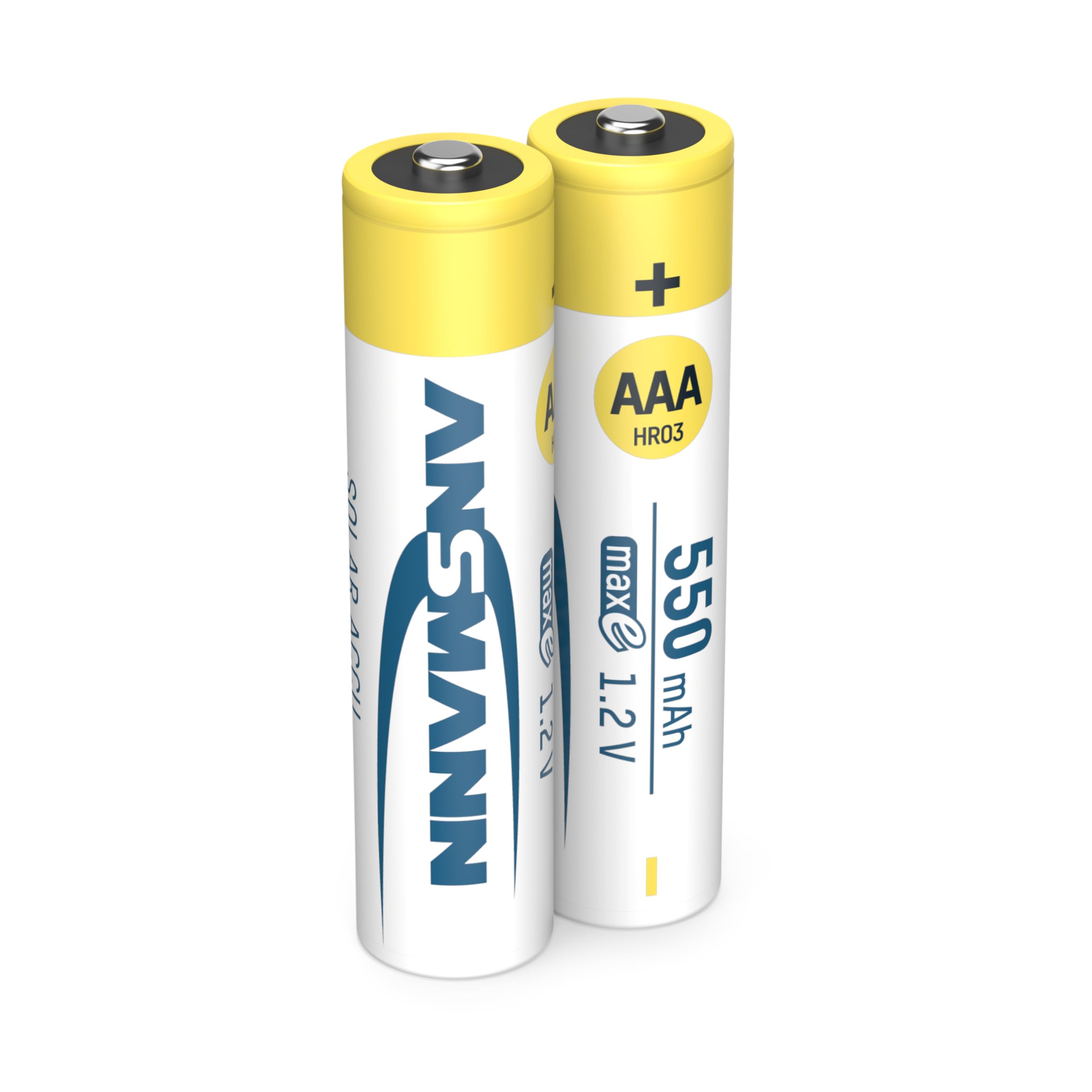 ANSMANN AAA SOLAR Batteries [Pack of 2] Long Lasting Low Self Discharge Rechargeable AAA Type 550 mAh NiMH MaxE Pro Battery For Solar Power Equipment, Garden Lights and Lanterns