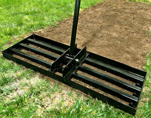 Lawn Levelling Rake uk with 200cm Long Handle, 75x25cm Leveling Base Ergonomic Effort Saving Garden Lawn Level Tool, Landscape Rake Soil Sand Dirt Ground Leveler Tool for Patio Yard Garden Golf Course