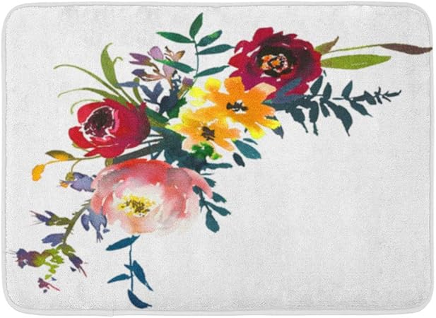 Alfombra de baño floral azul marino, Alfombra de baño Alfombra amarilla