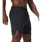 Surenow Men's Athletic Running Shorts Workout Gym Shorts Quick Dry Lightweight Basketball Tennis Shorts with Zipper Pockets