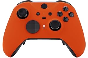 eXtremeRate Orange Soft Touch Grip Faceplate Cover, Front Housing Shell Case Replacement Kit for Xbox One Elite Series 2 Cont