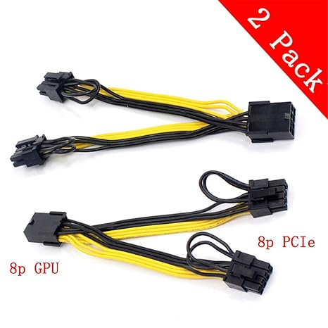 8-Pin PCI Express zu 2 X PCIe 8 (6 + 2) -Pin & 6-Pin Motherboard-Grafikkarte PCI-e GPU VGA-Y-Splitter Hub-Stromkabel (2 Pack)