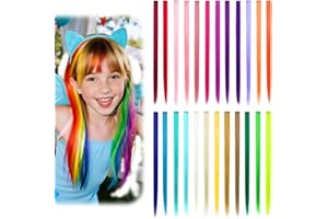 Dreamlover Coloured Hair Extensions for Girls, Festival Hair Accessories for Girls, Rainbow Hair Extensions for Kids, 24 Piec