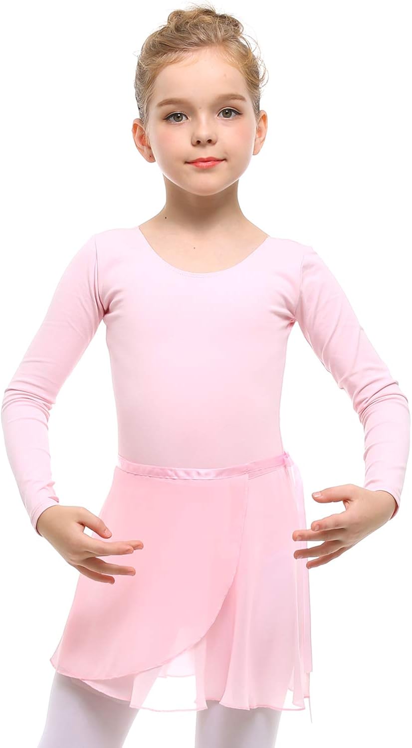 STELLE Girls Long Sleeve Ballet Leotards with Separated Skirt: Clothing