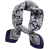 JERLA Women's Men's Small Square satin 100% Real Mulberry Silk Scarfs paisley Hair head face scarf 21" x 21"