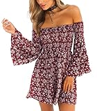 NANFANGLI Women Summer Dress Off Shoulder Fit Comfy Floral Casual Dresses