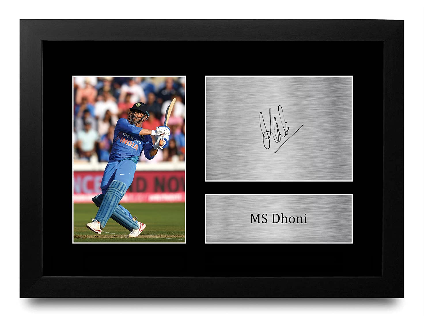 HWC Trading FR A4 MS Dhoni Indian Cricket Team Gifts Printed Signed Autograph Picture for Cricketer Memorabilia Fans - A4 Framed
