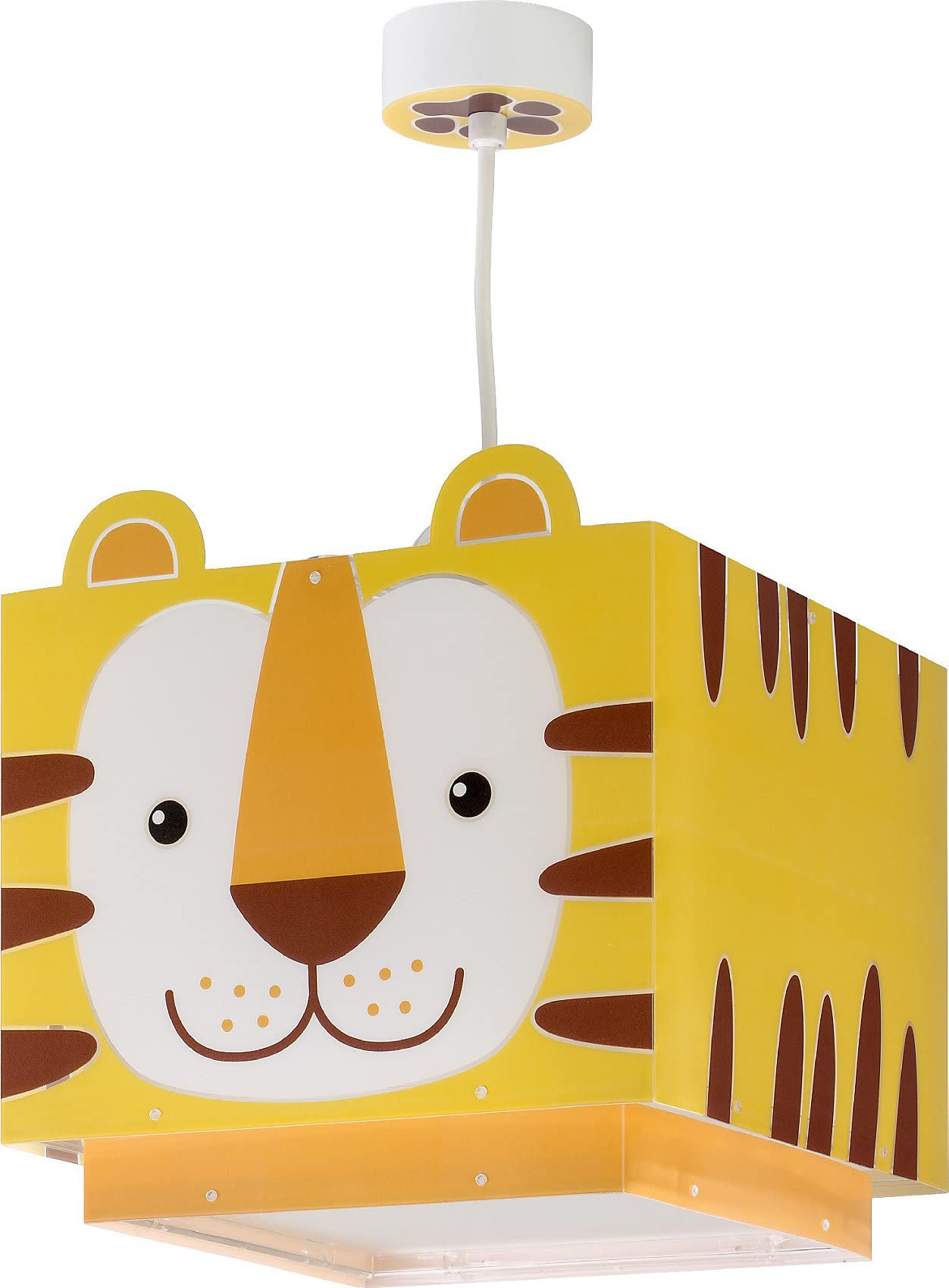 Dalber Lamp Children's Room, Children's Lamp, Pendant Light, Ceiling Light, Children's Room, Little Tiger Animals, Yellow, 64562, E27