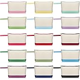 Silkfly 15 Pcs Cotton Canvas Makeup Bags Canvas Cosmetic Zipper 10.2 x 5.5 x 2 Inches Blank DIY Pouch Bag Bulk with Bottom Pencil Case Travel Toiletry Pouch for Women (Novel Colors)