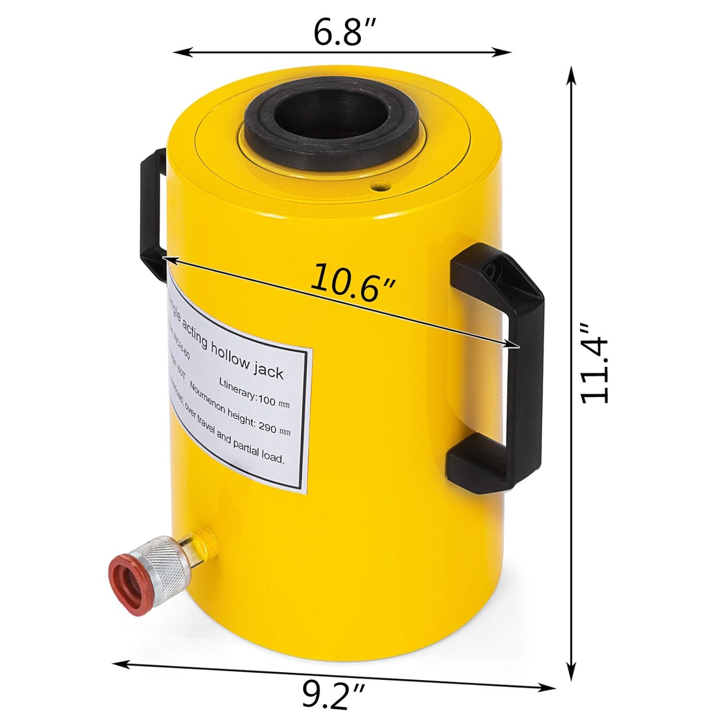 Mophorn 20T 4 Hydraulic Cylinder Jack Hollow Single Acting Hydraulic Ram Cylinder 100mm