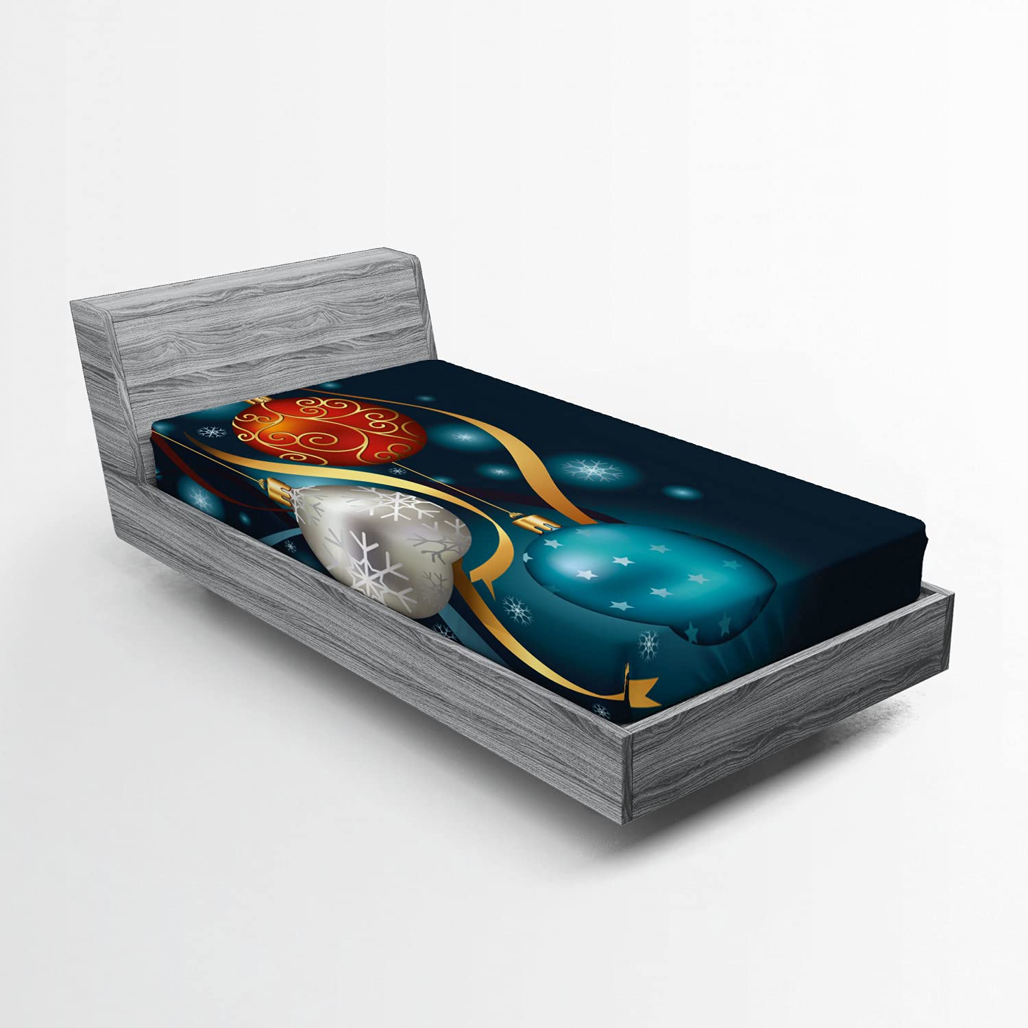 Ambesonne Christmas Fitted Sheet, Vivid Classical