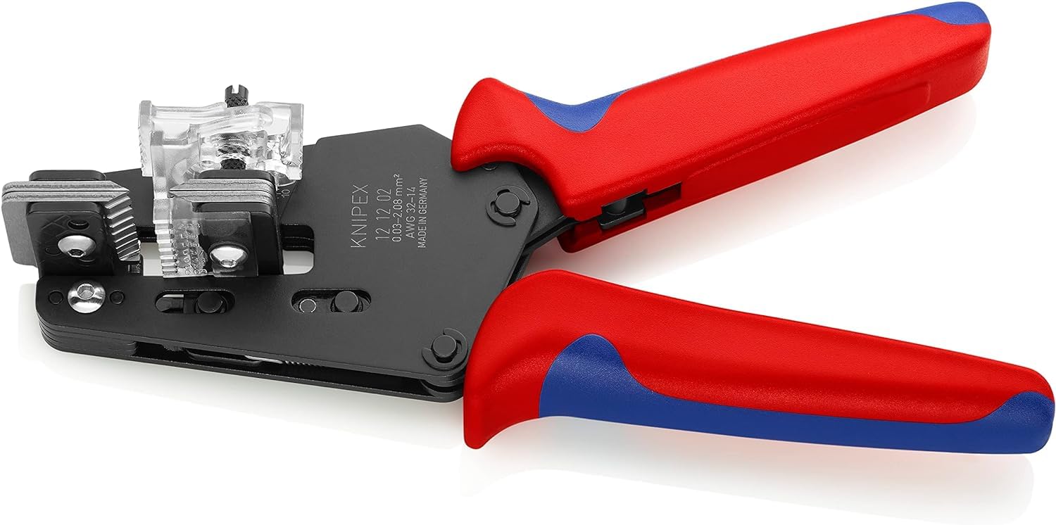 KNIPEX Precision Insulation Stripper with Adapted Blades with Multi-Component Handles 195 mm, 12 12 02