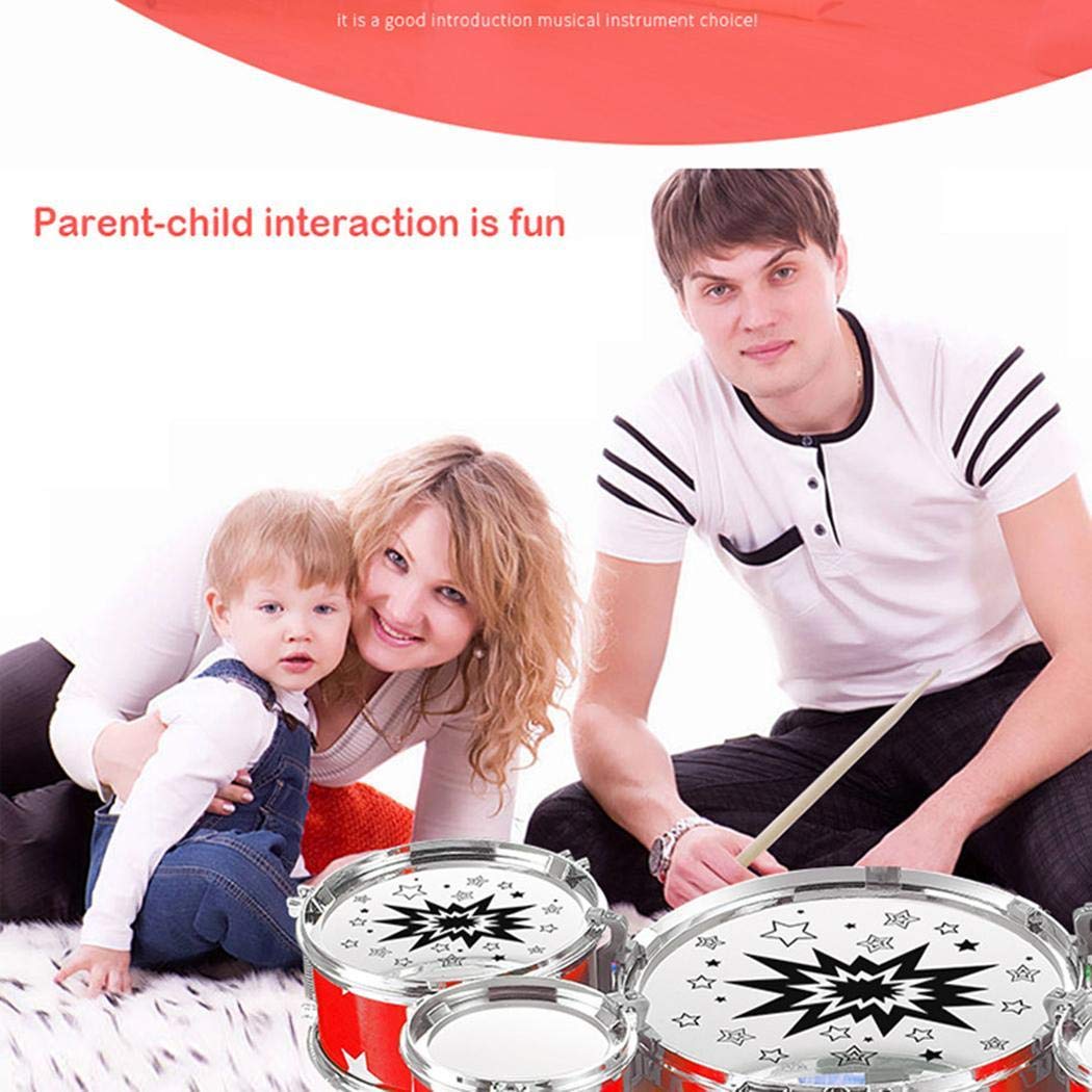 Xixou Kids Deluxe Jazz Drums Kit Musical Instrument Toy with Cymbal Stool Christmas Birthday Gift