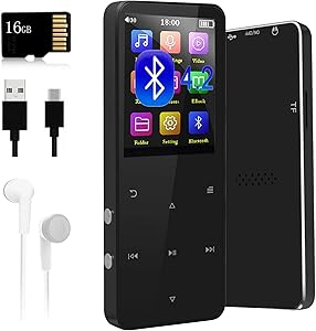 16GB Mp3 Player, Mp3 Player with Bluetooth 4.2,Upgraded Lossless Sound Sport Music Player with FM Radio/Voice Recorde/E-Book/Photo Viewer