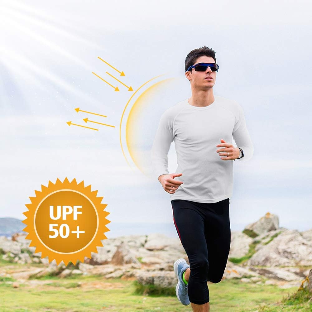 Sun Shirts for Men Long Sleeve UV Protection Fishing Shirts T-Shirt Outdoor Hiking UPF 50+ Neck Masks: Clothing