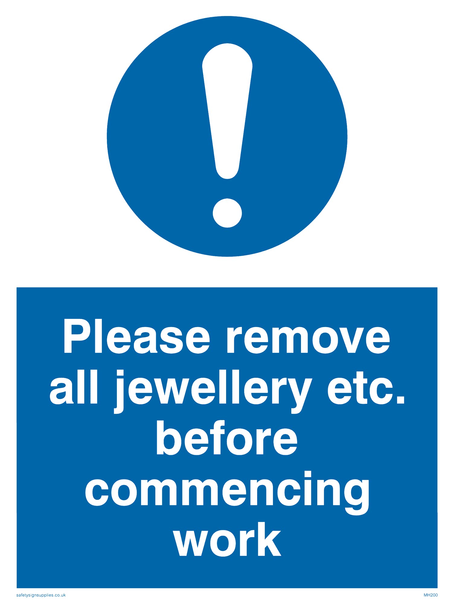 Pack of five - Remove All Jewellery For Work Sign - 150x200mm - A5P