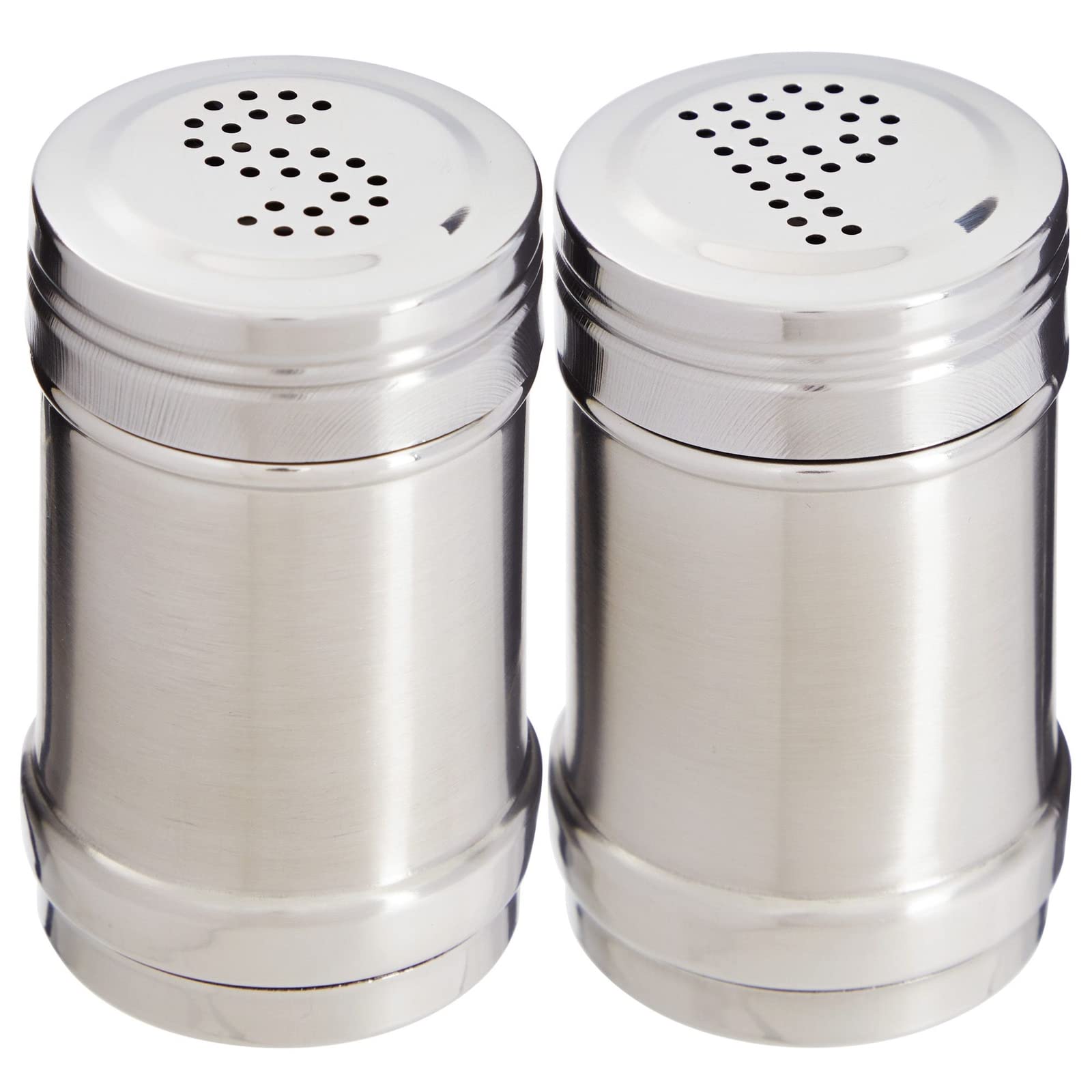 Salt and Pepper Shakers Set, Modern Stainless Steel, 2 Pieces, 60 ml