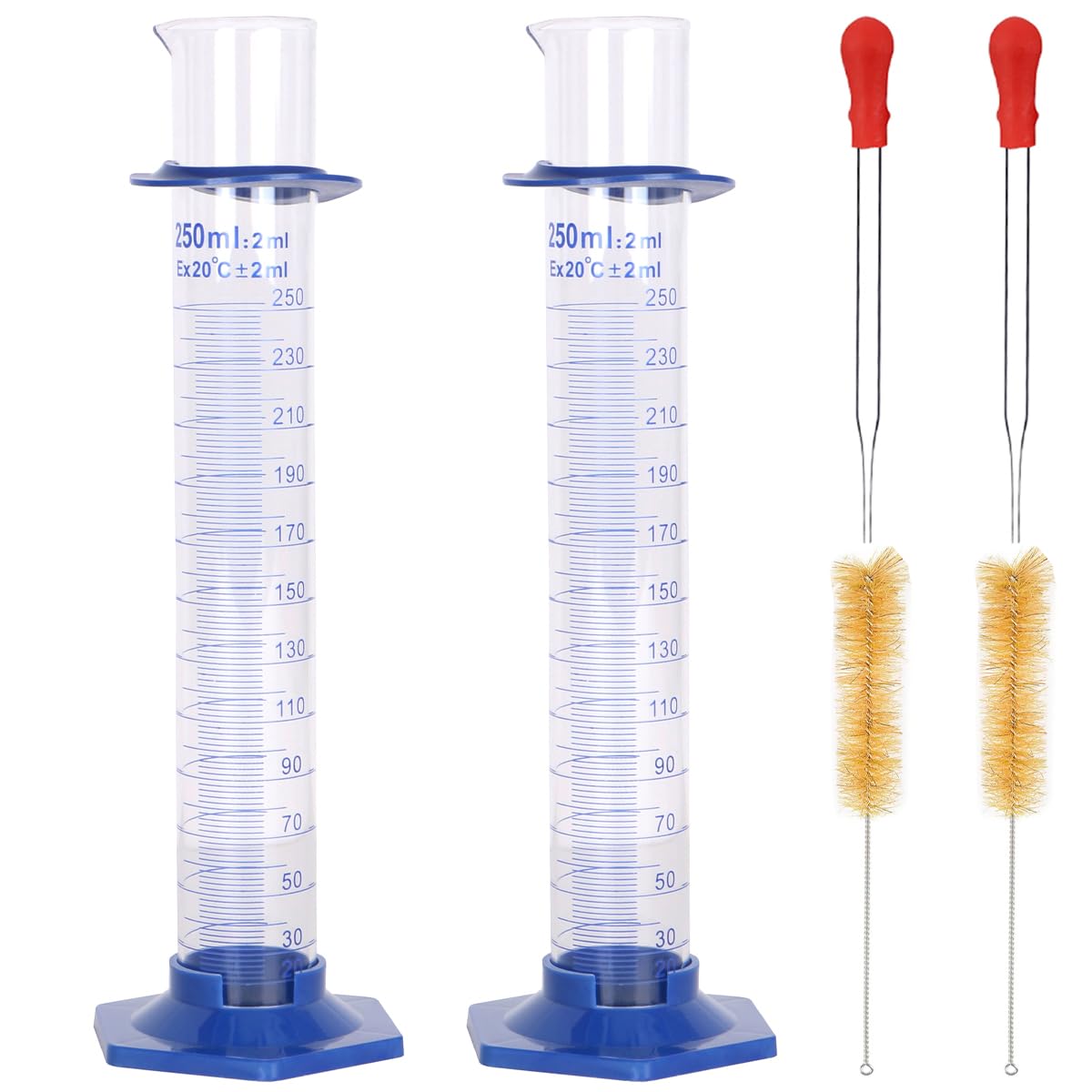 2 Pcs 250ml Graduated Cylinder, Plastic Hexagonal