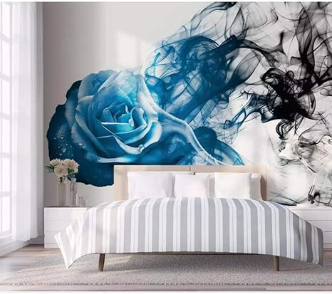 Amazon カスタム3d高級壁紙現代の青いバラ煙壁画デparede背景リビングルーム 写真壁紙 200x140cm Diy 工具 ガーデン