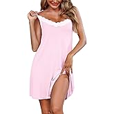 Marvmys Women Nightgown Sexy Lingerie Sleeveless Chemise Spaghetti Strap Soft Lace Sleepwear Nightwear for Women S-2XL