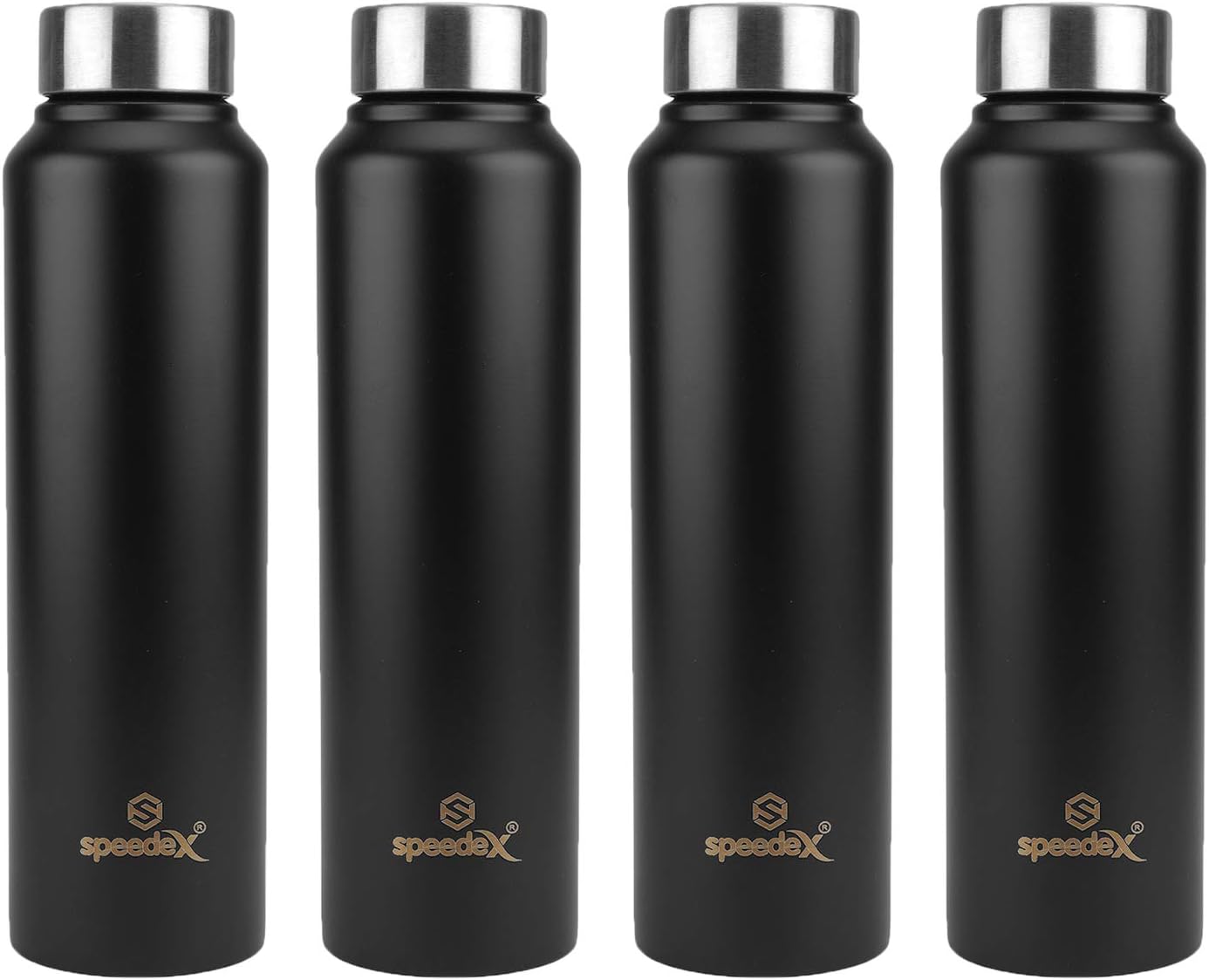 Speedex Stainless Steel Water Bottle, 1000ml, Set of 4, Black Amazon