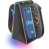 Charging Dock for Nintendo Switch 2 for JoyCon 2, 4-in-1 Dual Direction Magnetic Fast Controller Charger Station with 9 RGB Light, Joypad 2 Controller Charging Docking Station with LED Indicator, Overcharge Protection