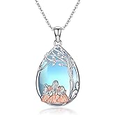 Dorunmo Mother and Father 1/2/3 Daughters/Son Necklace 925 Sterling Silver Sisters Gifts Moonstone Mother's Day Jewelry Gifts for Daughter Mom
