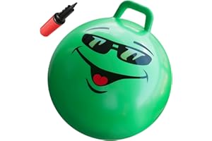 WALIKI Hop Ball Toy for Boys and Girls 3 4 5 and 6 Years Old | 18” Green Hopper Jumping Therapy Ball for Kids | Outdoor Toys for Kids Who Love Hopping