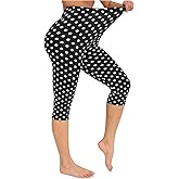 WDIRARA Women's Polka Dots Capri Leggings Athletic High Waisted Skinny Yoga Pants