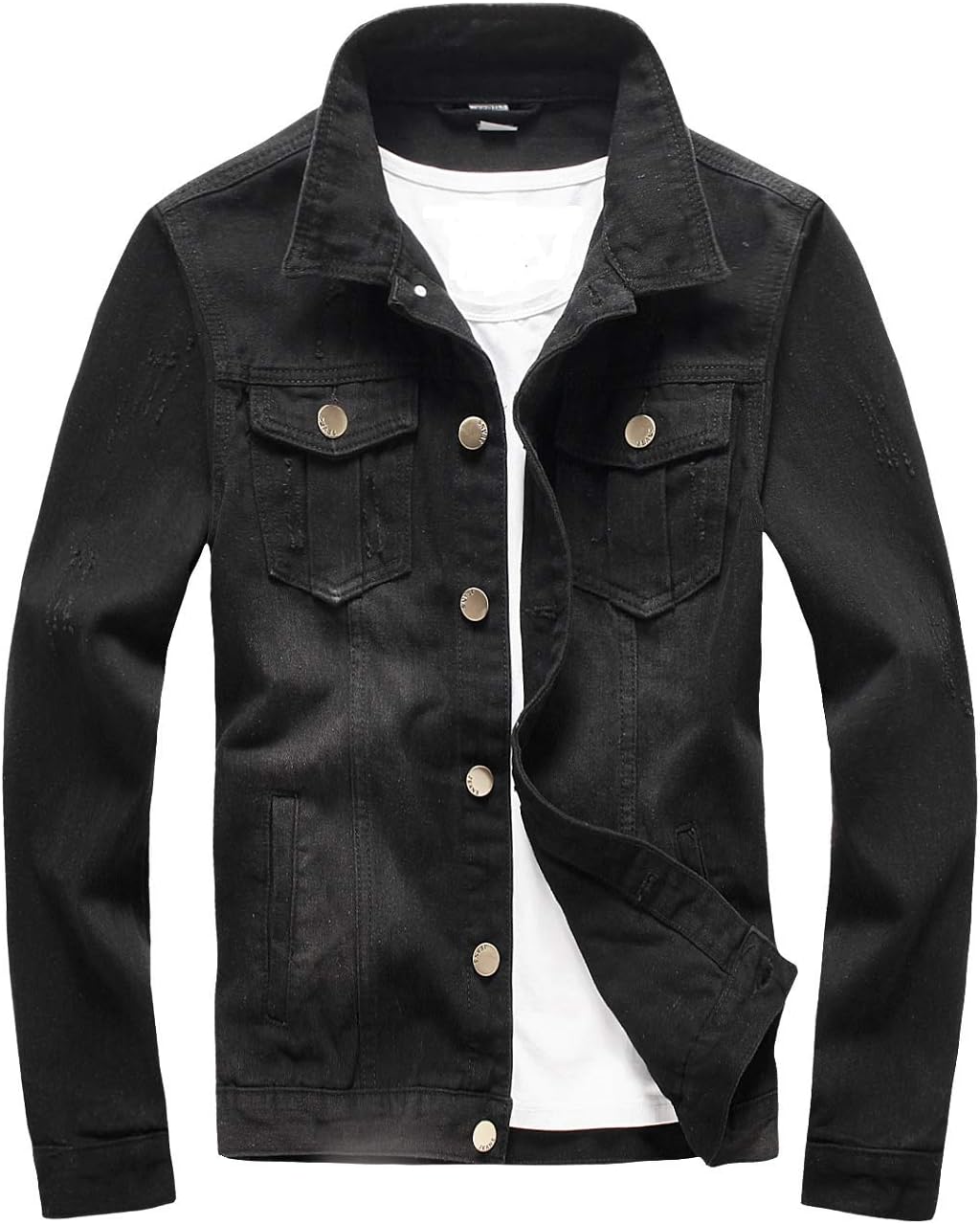KIWEN Men's Classic Denim Jacket(Black,S size)