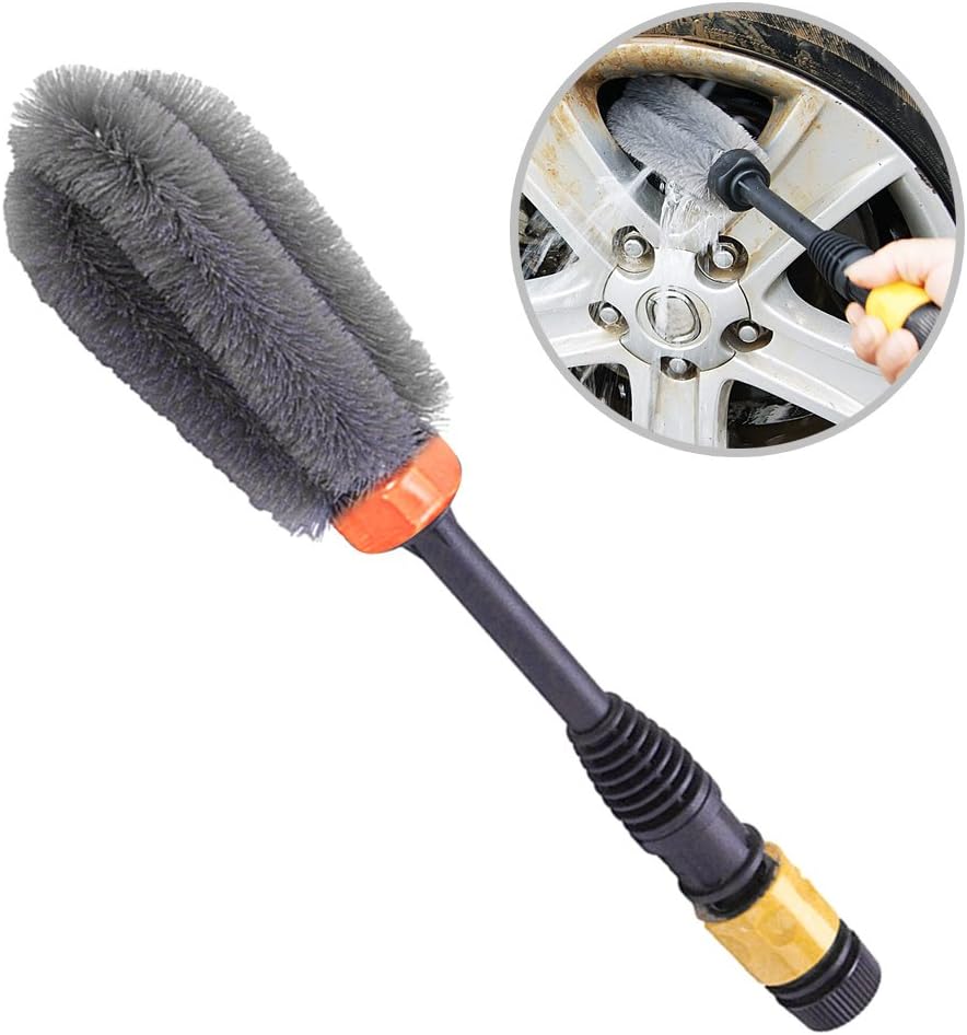 Majome High Pressure Wheel Brush Long Handle 360 Swivel Water Power Motorcycles Car Tire Rim Cleaning Tool