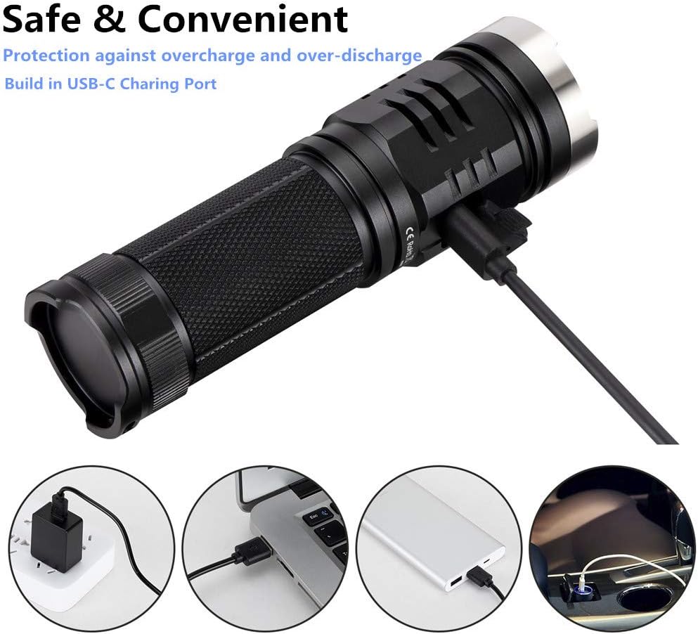 Sofirn SP33 V3 Rechargeable Led Flashlight, High lumen 3500lm Powerful Cree XHP50.2 Torch, 26650 battery and Type-c Cable Inserted - - 