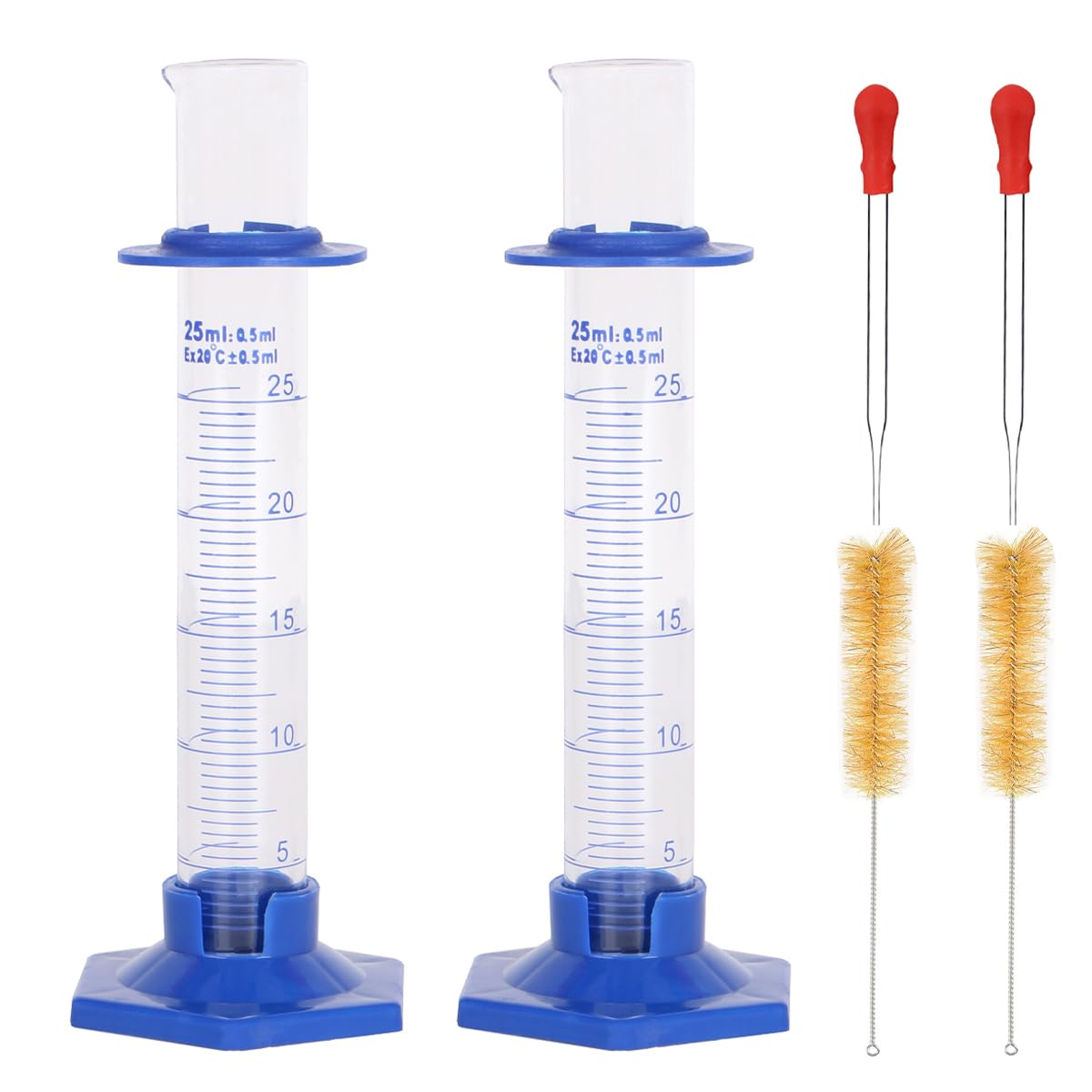 2 Pcs 25ml Graduated Cylinder, Plastic Hexagonal