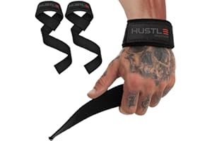 HUSTLE ATHLETICS Hustle Lifting Straps Gym Wrist Wraps - 24" Strong Cotton Weightlifting Wrist Straps to Support Grip and Lift Heavier - Ultimate Workout Deadlift Straps for Weight Lifting