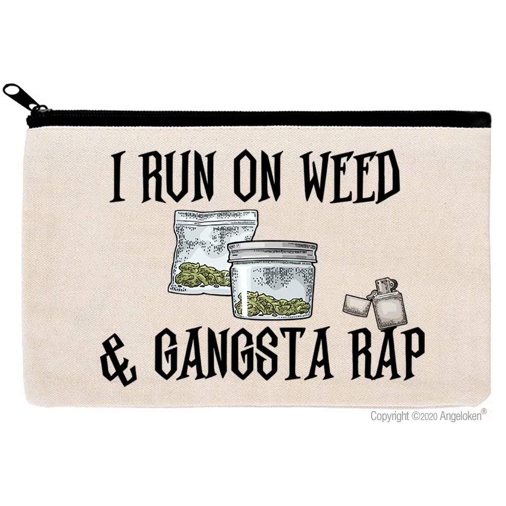 Cosmetic Bags I Run On Weed & Gangsta Rap Makeup Clutch Cosmetic Bag Stash Box Cosmetic Pouch Travel Case For Women Gift