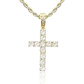 OOTDAY Cross Necklace for Women, 14K Gold Silver Cross Pendant Necklace, Diamond Plated Pendant Necklaces, 2 PCS Gold Silver Cross Necklaces Cute Trendy Gold Faith Cross Jewelry Gifts for Women