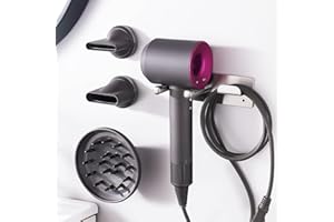 Hair Dryer Stand for Dyson Supersonic Hair Dryer, SUS304 Dyson Hair Dryer Wall Mount, Punch- Free Dyson Hair Dryer Holder Dyson Hair Banjekt (Silver)