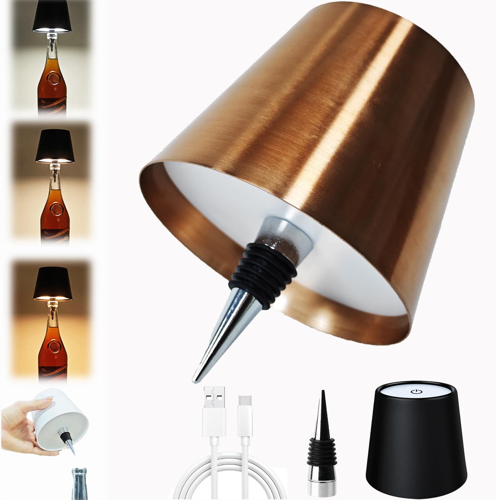 Wireless Bottle Lamp, Table Lamp, Rechargeable, Wine Bottle