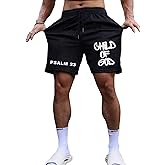 QJQ Men's Letter Graphic Drawstring Waist Shorts Summer Casual Workout Athletic Gym Track Shorts Streetwear