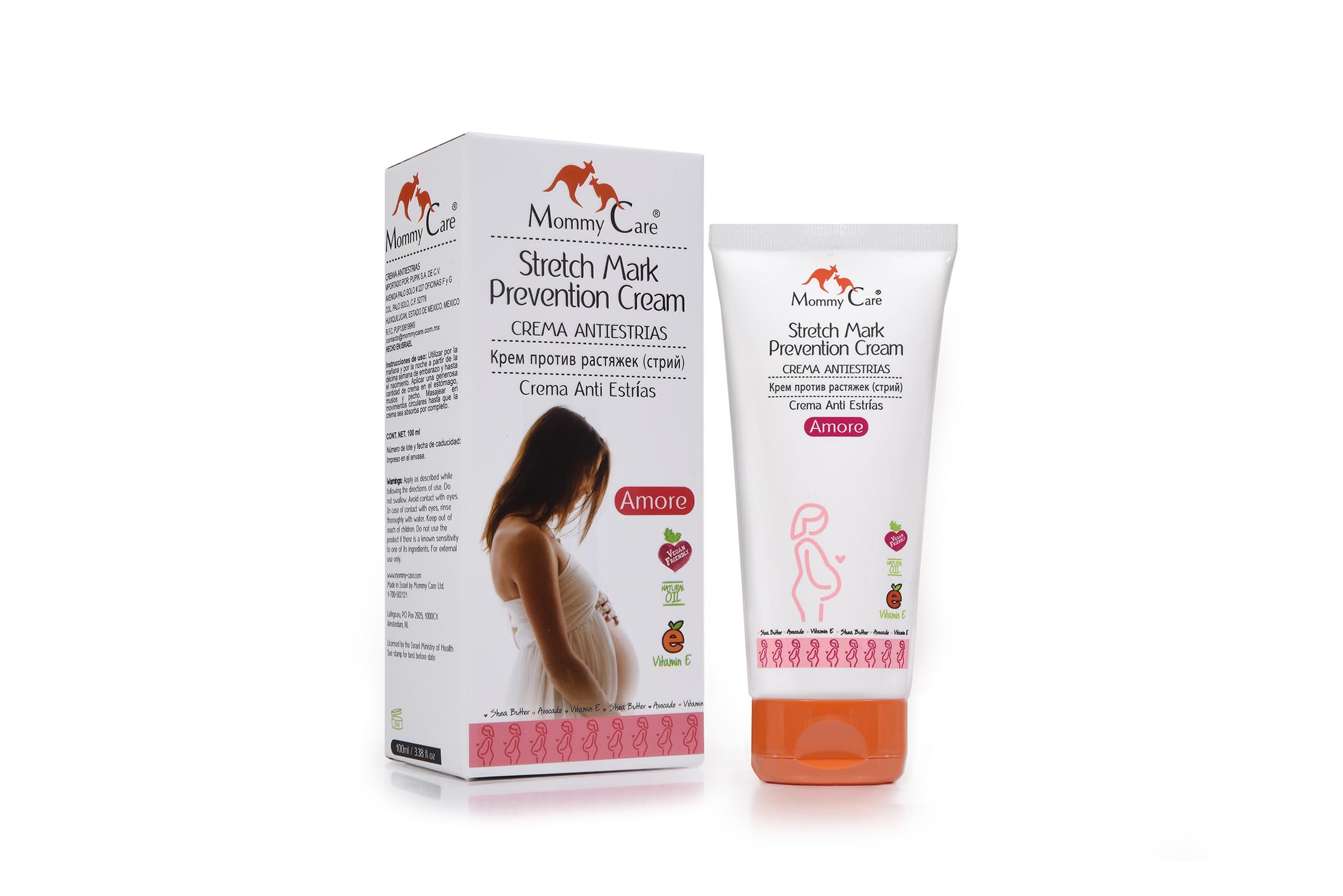 Mommy Care Anti Striae Stretch Mark Prevention Cream – Hydrates & Boosts Elasticity during Pregnancy, Enriched with Shea Butter & Avocado Oil, Non-Greasy, Vegan & Cruelty-Free, 100 ml / 3.38 fl oz