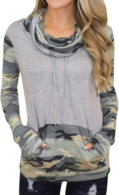 camo cowl neck sweatshirt
