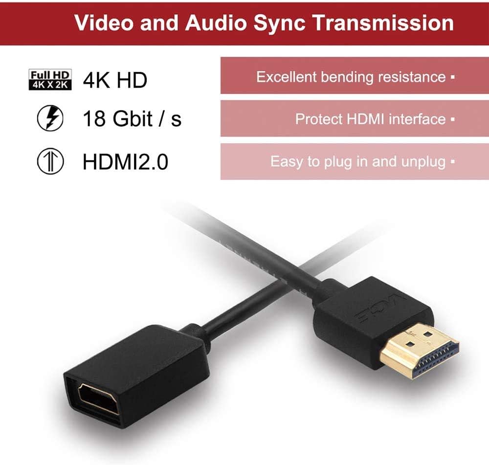 VCE VCELINK HDMI Extension Cable 4K HDMI Male to Female Extender Cable for TV Stick Roku Stick 1 Pack 14cm - Image 4