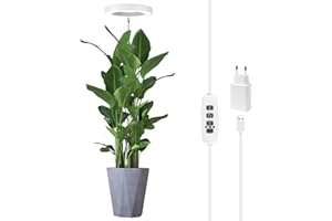 Sondiko 140cm Adjustable Grow Lights for Indoor Plants Full Spectrum, 9 Brightness Levels & Auto Timer - 3 Lighting Modes for