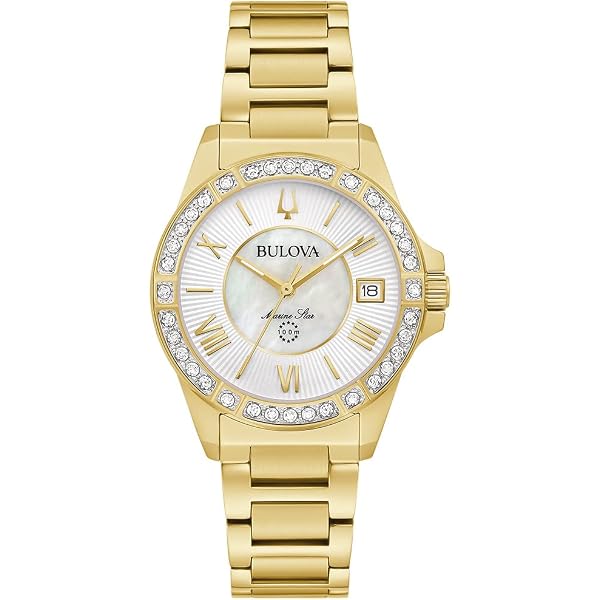 Bulova Marine Star Women’s Diamond Bezel Bracelet Watch Bulova Women main image 2