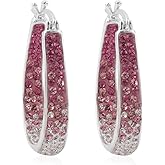 Savlano 14K White Gold Plated Inside Out Crystal Hoop Earrings For Women Comes With Savlano Gift Box