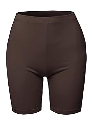 A2Y Basic Solid Cotton Mid Thigh High Rise Biker